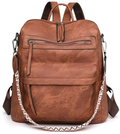 Puwuzixi Frauen Rucksack Wasserdicht Anti-Diebstahl Leichtgewicht PU Mode Reisen Mehrzweck Cabrio Geldbörse Umhängetasche Handtasche Rucksack