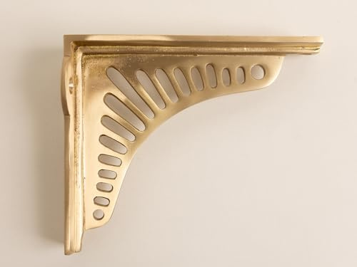 Satin Brass Sunrise Shelf Brackets | Heavy Duty Brackets for Kitchen Bookshelf | Brass Shelving Heavy Solid Cast Brass | Sold Individually