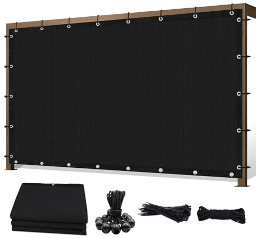 Sunocity 90% Sun Shade Cloth with Grommets, 8'X 12' Black Pergola Shade Cover Canopy Mesh Tarp Privacy Screen for Patio, Outdoor, Garden, Backyard