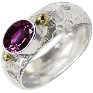SILVERTROVE Im Labor gezüchteter Rhodolith-Edelstein-Bandring, Sterlingsilber, Bandring für Männer und Frauen, Bandring in allen Größen, Schmuck CRG1070AW14_(60 (19.1))