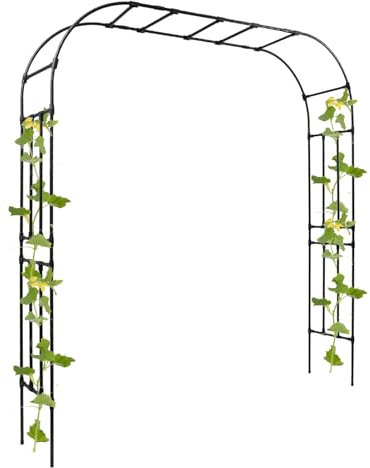 Rosenbogen Torbogen Verzinkt Gartenbogen, Gartenbogen aus Metall, Garten Rankgitter Rankhilfe Rankbogen, Rosenbögen für Rosen und Kletterpflanzen, Pflanzen zur Unterstützung (240x210x40cm)