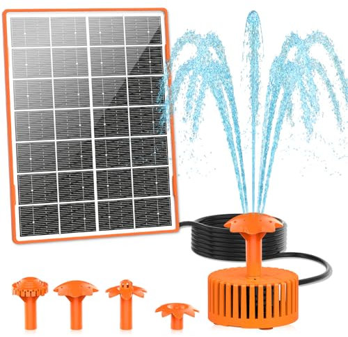 AISITIN Bomba de Agua Solar 4,5W, Bombas Solares para Estanques con 3m-Cable y Varios Efectos de Rociado Baños, Fuente Jardin Exterior para Jardin Baños Pájaros, DIY (Naranja)