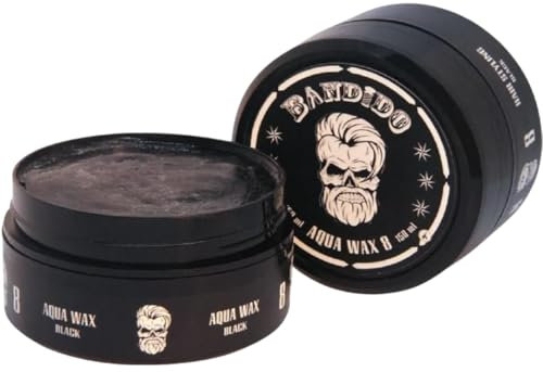 BANDIDO Aqua Hair Wax No.8 Black – Cire cheveux homme 150 ml | Cire pour cheveux tenue extra forte et brillance naturelle – Parfum à la fraise | Effet mouillé | pate coiffante homme à formule durable