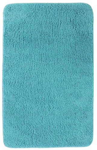 NYVI Badematte NYVISpa Lasalle 60x90 cm Aqua Rechteckig - Badezimmerteppich - rutschfest, Saugfähig, Schnell Trocknend, Fußbodenheizung geeignet, Oeko-TEX, Waschbar, Weich