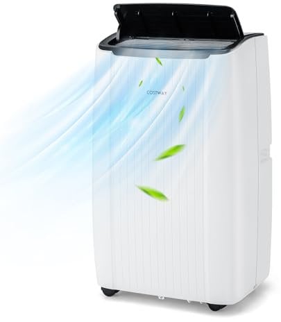 COSTWAY Condizionatore Portatile Caldo e Freddo, 12000BTU/3,5kW, 6 in 1 Con Raffreddamento, Riscaldamento, Ventola, Deumidificazione, Modalità Notturna e WiFi, 24H Timer, R290 (12000BTU|42m²)