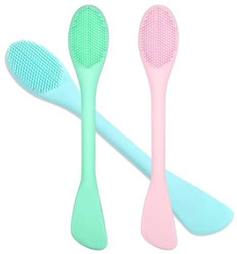 3 Stück Pore Cleaning Brush, Pore Scrubber 2 in 1 Doppelkopf, Maskenpinsel & Applikatorbürste, Sanfte Gesicht Reinigung Bürste für Tägliche Pflege für Masken & Porentiefe Reinigung