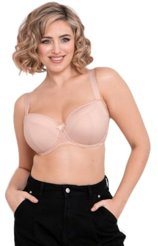 Flirtelle Emma Padded Underwired Balcony Bra Womens Lingerie, Latte, D-K