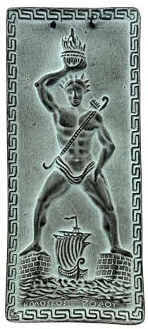 Colossus of Rhodes Keramik-Wandrelief, handgefertigt, griechisches Fliesendekor, 30 cm