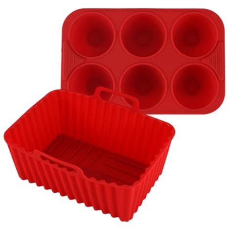 Silicone Baking Mould for Airfryer - Reusable Baking Mould for Hot Air Oven Fryers Kitchen Aid for Beginners Pizza Dinner Snacks Baking Grilling