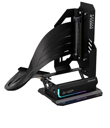 EZDIY-FAB Shield ARGB Aufrechte GPU-Halterung mit PCIe 5.0 Riser–Vertikalhalterung für RTX 50 Serie, 20 Grad verstellbarer Winkel, Magnetisch & Lüfterschlitz Installation, 5V ARGB-Sync – Schwarz 400mm