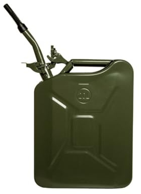 Roadwood Industries | Jerrycan de metal de 20L con boquilla | Ideal para almacenamiento de gasolina, diesel, petróleo y otros combustibles | Acero de 0,8 mm | Certificado UN | Cierre de seguridad |