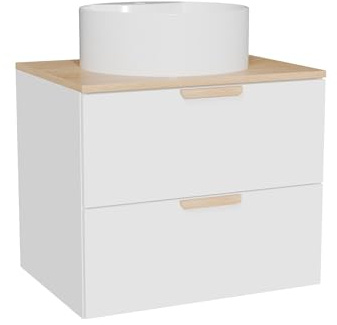 Vente-unique - Mueble de baño para colgar con lavabo redondo – Blanco – L 60 cm – AVORELI