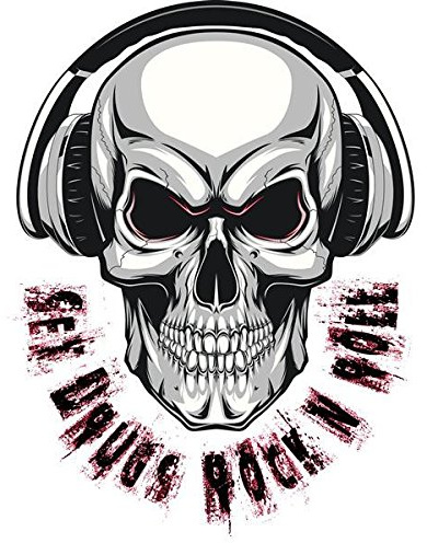 S** D**** Rock 'n' Roll Schädel Totenkopf Aufkleber Sticker Musik Bands Autoaufkleber ca. 13x10 cm