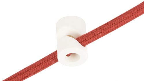 Wand- und Deckenpins - V - Schwarz,Weiß,Transparent für Textilkabel. 5 Stück. Made in Italy (Weiß)