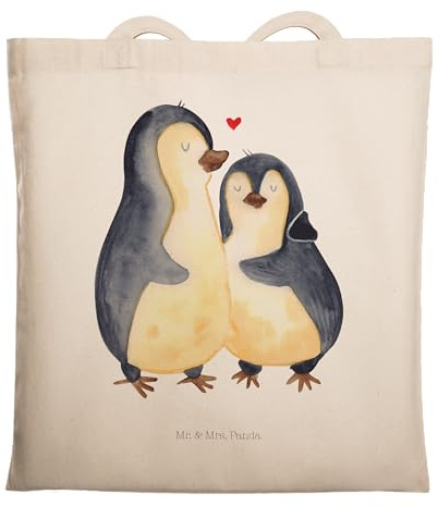 Mr. & Mrs. Panda Uni Tasche Pinguin umarmen - Geschenk, Verknallt, Laptoptasche, Hochzeitstag, Umarmung Verliebt, Tote Bag, Hochzeitsgeschenk, Liebe, Jutebeutel, Schultasche, Shopping