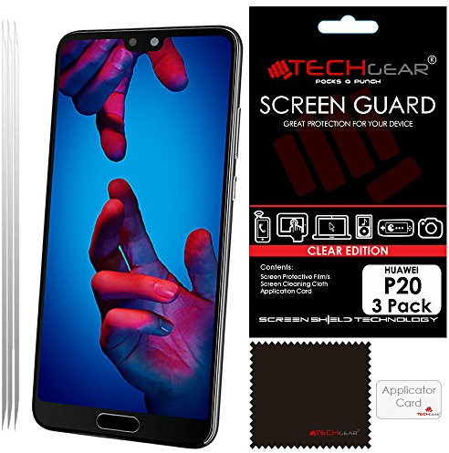 TECHGEAR [3 Pack] Screen Protectors for Huawei P20 - Clear Lcd Screen Protector Guard Covers Compatible with Huawei P20