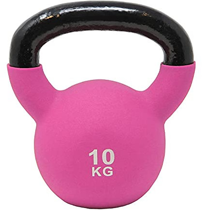 POWRX Kettlebell ghisa 10 kg - Ideale per esercizi di »Functional Fitness« - Rivestimento in neoprene & Presa antiscivolo + PDF workout (Pink)