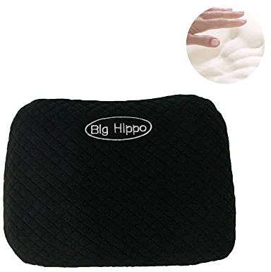 Big Hippo Reisekissen Memory Foam, Kopfkissen mit abnehmbarem Bezug, Weiche Camping Kissen, Bequeme Nickerchenkissen für Schule, Büro, Reisen, Camping - Schwarz (1 Stück)