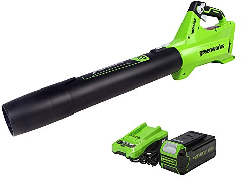 Greenworks Souffleur axial sans Fil 40 V (120 MPH/450 CFM/75 Outils compatibles), Batterie 4,0 Ah et Chargeur Inclus