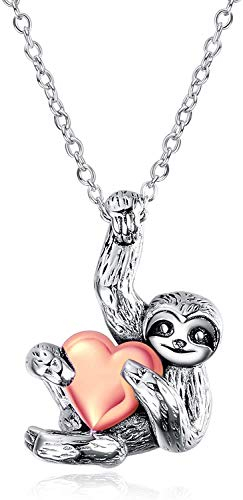 VONALA Sterling Silber Faultier Anhänger Halskette inspiriert Tier Schmuck für Frauen Mädchen (Rosagold überzogen)