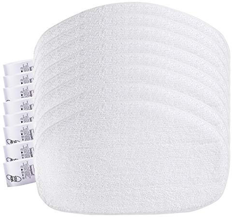 KEEPOW 8 Ersatzpads für Leifheit Dampfreiniger CleanTenso, Dampfbesen Wischbezug für eine porentiefe Reinigung, Dampfmop Ersatz mit Klettunterseite, Weiß