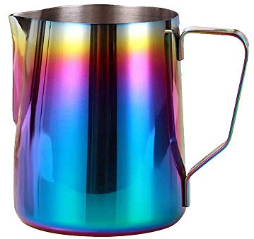 Milk Frothing Pitcher Jug for Latte Art Rainbow Color Coffee Mugs Stainless Steel Milk Steaming Frother for Espresso, 350/600/900ml,900ml
