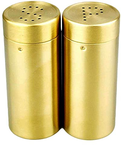 ANCLLO 2pcs Cruet Sets Stainless Steel Simple Style Seasoning Bottle Salt Pepper Flavoring Spice Seasoning Bottle Set Cooking Tools good Golden
