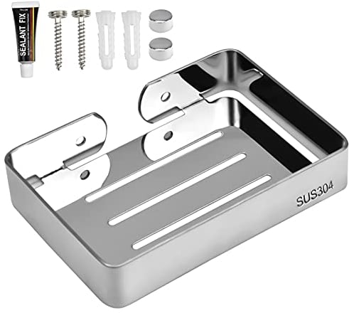 Mikihat Seifenhalter, Edelstahl Seifenschale Wandmontage Seifenhalter Seifenablage dusche Dusch Edelstahl Schraubenmontage Seifenhalter Ohne Bohren Seifenhalter für Badezimmer Küche
