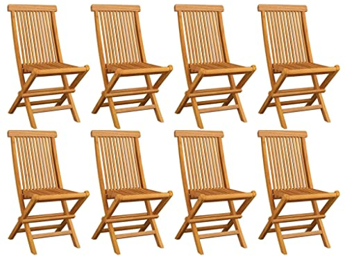 vidaXL 8X Teak Massiv Gartenstuhl ohne Armlehnen Klappbar Holzstuhl Stuhl Stühle Klappstuhl Gartenstühle Terrasse Balkon Gartenmöbel