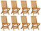 vidaXL 8X Teak Massiv Gartenstuhl ohne Armlehnen Klappbar Holzstuhl Stuhl Stühle Klappstuhl Gartenstühle Terrasse Balkon Gartenmöbel