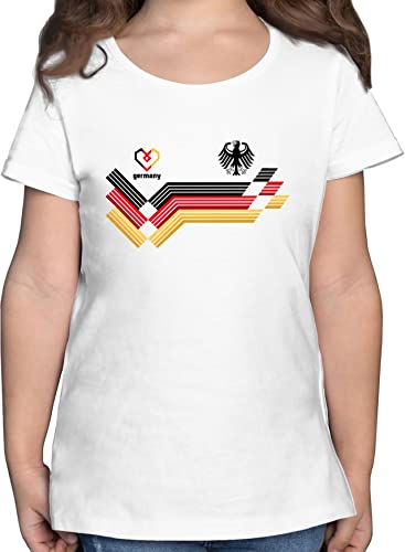 T-Shirt Mädchen - Fußball EM WM - Deutschland Germany Adler Schwarz Rot Gold - 152 (12/13 Jahre) - Weiß - Deutschland-t-Shirt Kinder Shirt 2024 Fussball Europameisterschaft German tischort Tshirt