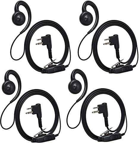 HYS Compatible with Motorola DP1400 CP040 GP88 GP300 Walkie Talkie Security Earpiece with Mic C-Shape Headset(4 Pack)