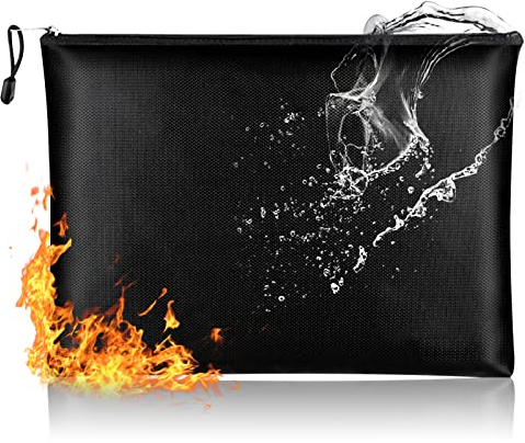 Dokumententasche Tresor Feuerfest Wasserdicht, Feuerfeste Dokumentenbox Geldtasche für A4 Dokumente, Aufbewahrungstasche mit Reißverschluss (34 * 25CM)