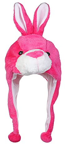 JK Home Mignon Bonnet Animal 3 en 1 Chapeau d'hiver Velours Echarpe Gants Cache Cou Oreilles Lapin Rouge