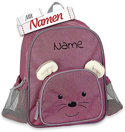 LALALO Kindergartenrucksack mit Namen personalisiert, Sterntaler Kinderrucksack, Kinder Rucksack für Kindergarten Kita, Kleinkind Tasche, Kindergartentasche (Maus Mabel)