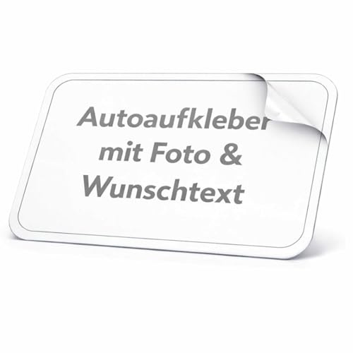 Kiwistar Autoaufkleber selbst gestalten - individueller Fahrzeugaufkleber mit Wunschtext und Foto - UV beständig wetterfest waschanlagenfest - für Auto Heckscheibe und Heckklappe weiß 30x30 cm