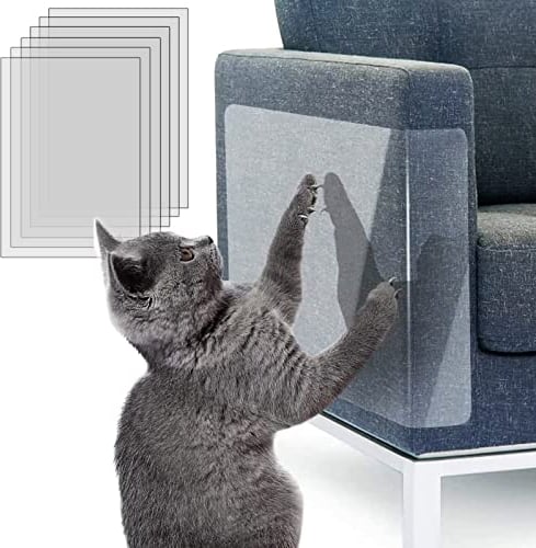 Protector de Muebles Gatos,6 Piezas Arañazos de Gato Protector Sofá Gatos,Fundas de Sofá Autoadhesiva Transparente,Arañazos de Gato Protector,para Puerta,Sofá,Pared de Madera, 43x30cm