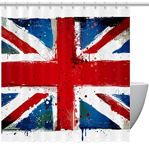 Rideau de douche Union Jack pour salle de bain, 152,4 x 182,9 cm, 167,6 x 182,9 cm, 182,9 x 182,9 cm
