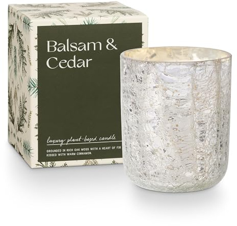 ILLUME Kleine Kerze aus Crackle Glas, Balsam und Zedernholz