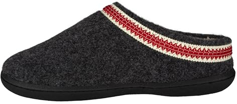 Clarks Womens Wool Felt Clog Slippers Warm Cozy Indoor Outdoor Faux Plush Soft Fur Lined Slipper for Women (Charcoal, 8 W US)