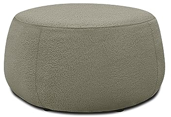 DOMO. collection Polsterhocker Molina, moderner, runder Hocker aus Teddy-Stoff, Sitzhocker, Fußhocker, Beistellhocker, Sofa-Hocker, Garnitur 75 x 75 x 42 cm (BxTxH), taupe