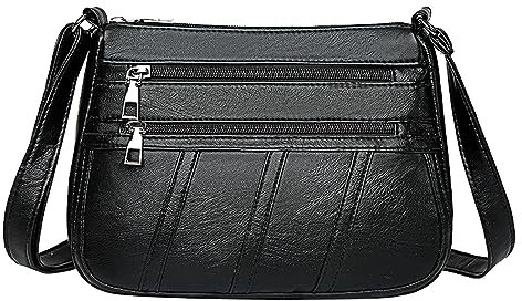 QUINTRA Modische Damen-Umhängetasche aus einfarbigem mit großer Kapazität und Messenger-Tasche Laufhose Kurz Damen Taschen (Black, One Size)