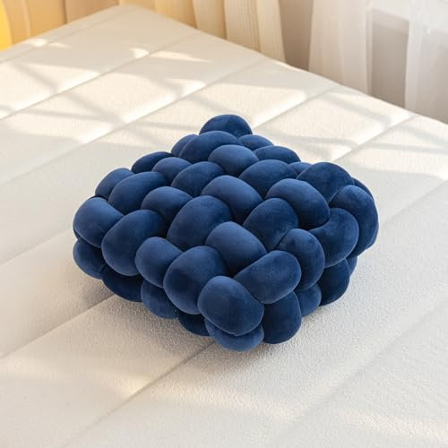 VanderHOME Gepolstertes Sitzkissen,knotenkissen, Geknotetes Kissen, Knot Kopfkissen, Plüsch Kissen Weiche,Stuhlpolster/Matratzenkissen für Stühle M-Dunkelblau