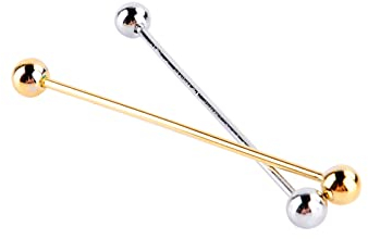 2 Pcs Hommes plaqué or Ton Collier en Acier épingle à Cravate Tige Barre D'haltère Clip Fermoir Broche 6 Cm, Design Unique, Attrayant, Décorer le Col de Chemise, Beau Look,