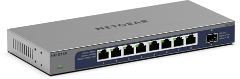 NETGEAR (GS108X) Switch non gestibile 1 Gigabit/10 Gigabit Ethernet a 8 porte - Con 1 porta SFP+ 10 Gigabit, posizionamento su desktop o rack e protezione a vita