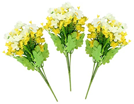 Cabilock 3st Plastikblumenstrau? Künstliche Chrysantheme G?nseblümchenstrau? Künstliche G?nseblümchenblumen Hochzeit Chrysantheme Hochzeitsblumendekoration Braut Sonnenblume Gerbera Weiß