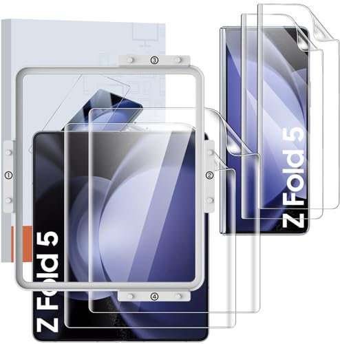 Vizvera for Samsung Fold 5/4 Screen Protector, [2 +2 Pcs Inside and Front Screen Protector] With Accessories, Flexible Film HD Transparent High Clear Bubble Free for z Fold 5/4 -Clear