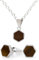 NaturSchatulle Holzschmuck Set Ohrringe Halskette Hexagon 7mm Damen Holzohrringe 925 Silber Nussbaum Holz Ohrstecker Schmuck (Set)