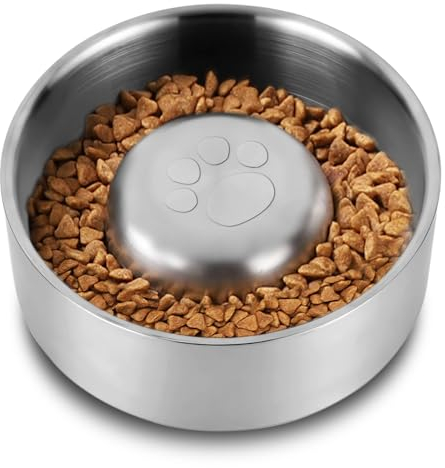 Gamelle Anti Glouton Chien,Gamelle pour Chien Anti Glouton INOX avec Base Antidérapante,Gamelle Anti Glouton Chien de Grande Moyen Taille,Favorise Une Alimentation Saine Et Une Digestion Lente