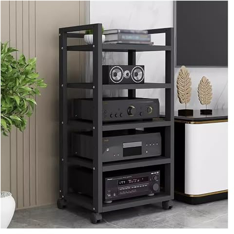 audio rack hifi regal Wohnzimmer/Haus Audio-Video-Geräte-Rack Stereoschrank-Ständer, Bodenstehender, Hochbelastbarer Medienkomponentenständer Mit Höhenverstellbarem Regal Und Rollen ( Color : Black-#3